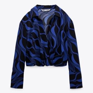 ZARA Printed Pleated Shirt Size M